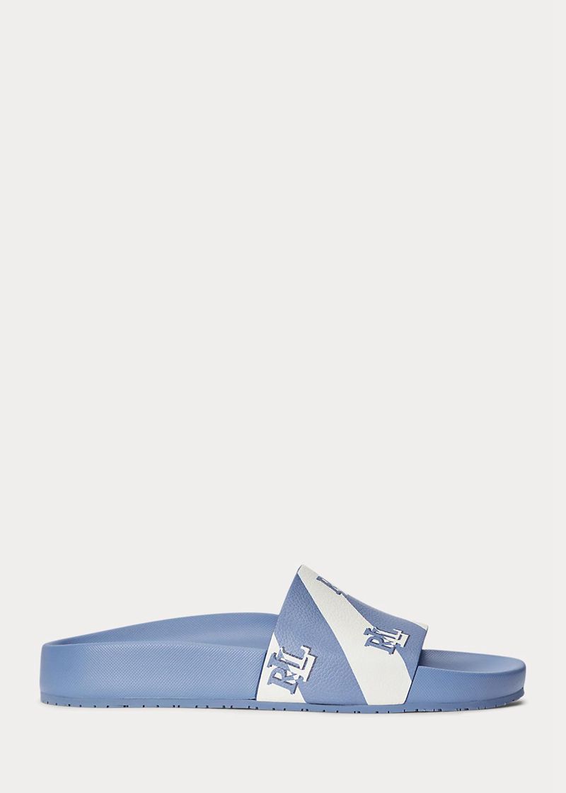 Sandalias Lauren Mujer Audrina Logo Faux-Leather Slide Chile Azules LSZUF-4176